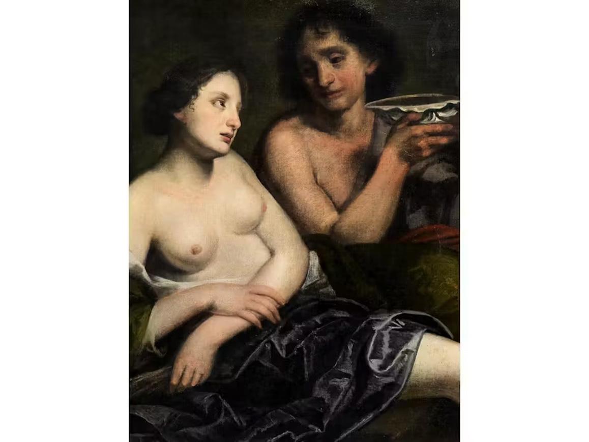 17th Century by Pietro della Vecchia Bacchus and Ceres Oil on canvas For Sale 3