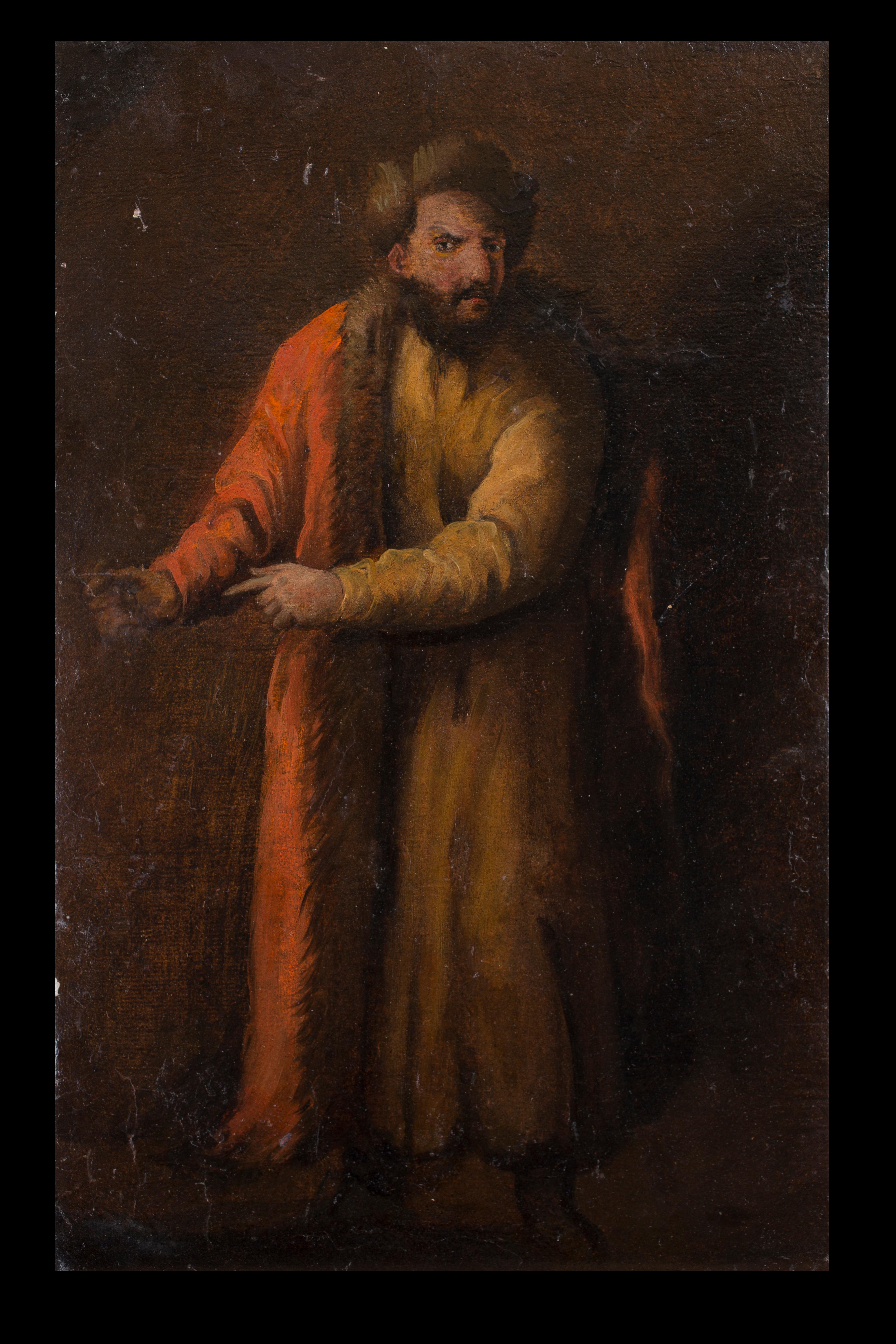 Figurative Painting di Pietro Della Vecchia  - XVII secolo di Pietro della Vecchia Uomo vecchio con un cappotto ornato di pelliccia