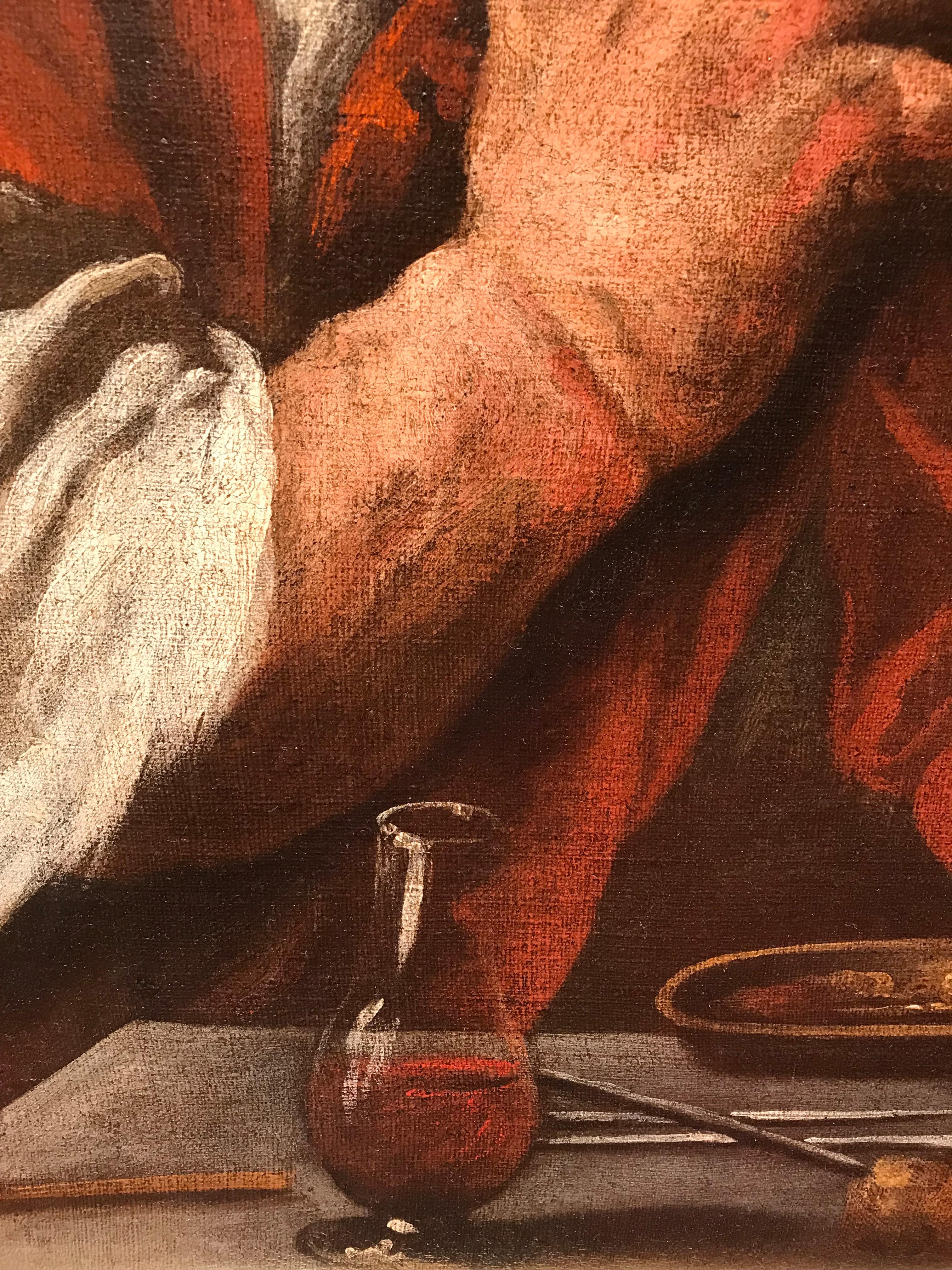 XVII secolo di Pietro della Vecchia Gli alchimisti Olio su tela in vendita 4
