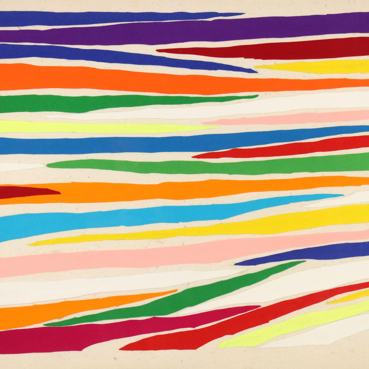Collage de fragments de feutre sur panneau. Au verso, il est signé et daté, et porte le numéro de série 28/75.
Dorazio peint des tableaux abstraits géométriques, qui évoluent au fil des ans sous différentes formes : après une première production