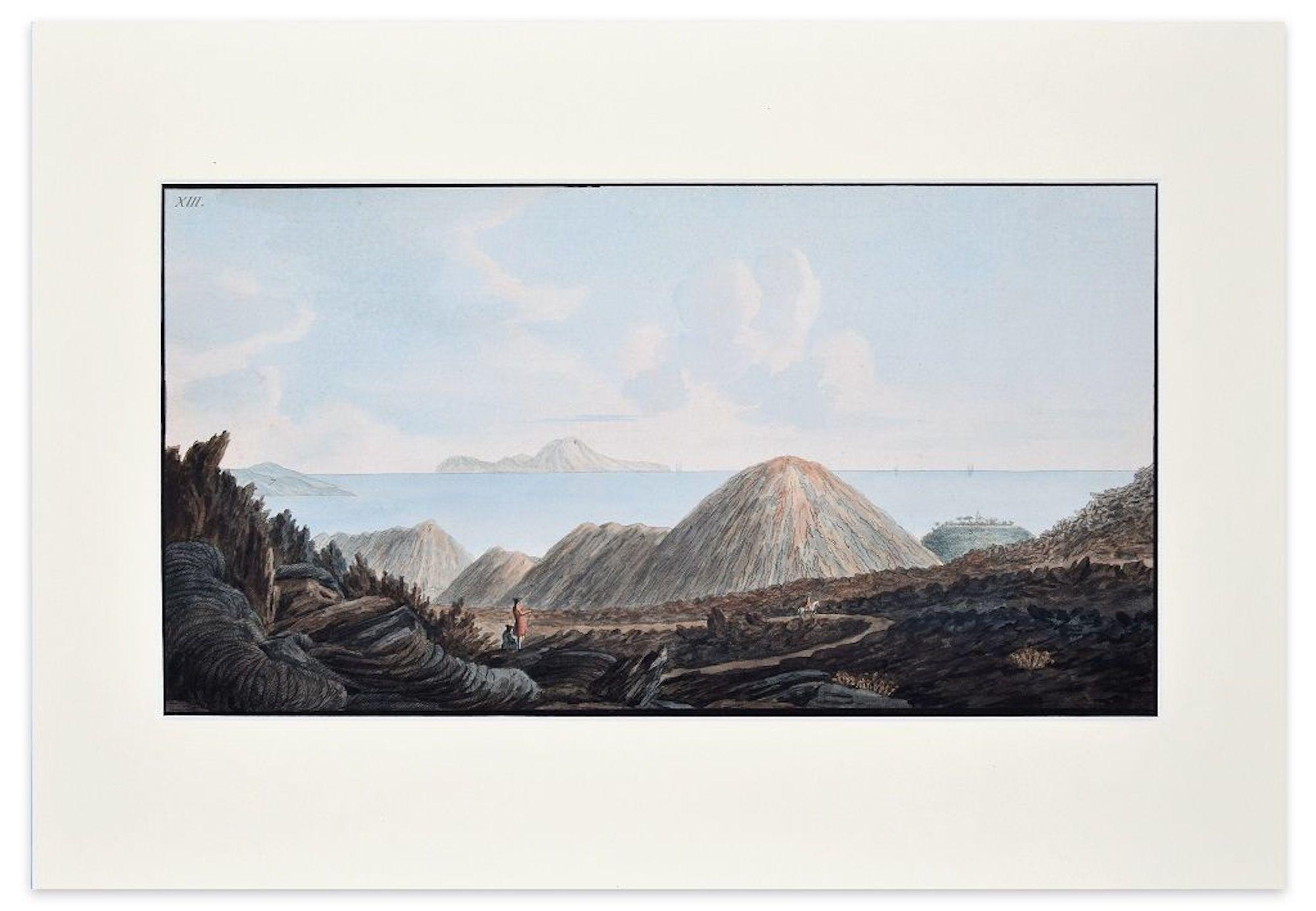 Landschaftslandschaft Campi Phlegraei – Teller XIII – Ansicht von Capri – von Hamilton-Fabris