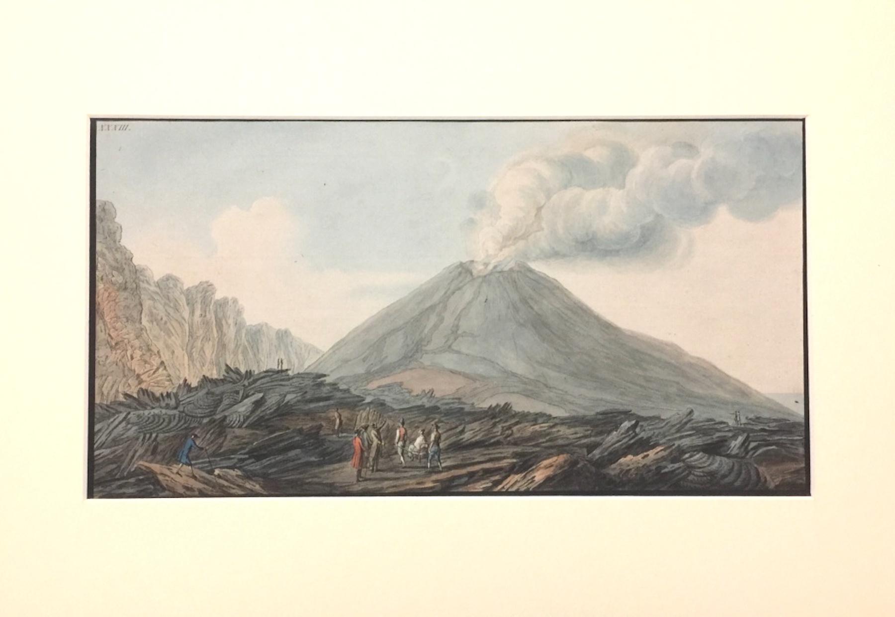 Pietro Fabris Figurative Print - Landscape "Campi Phlegraei - Plate XXXIII" Naples - By Hamilton-Fabris