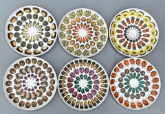 Pietro Fornasetti Giostra Di Fruita Complete set of 6 plates in Amazing Colors