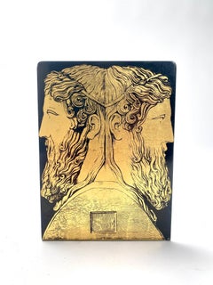 Pietro Fornasetti, Rare metal Bookend Janus Two-Faced 1950s (First edition)