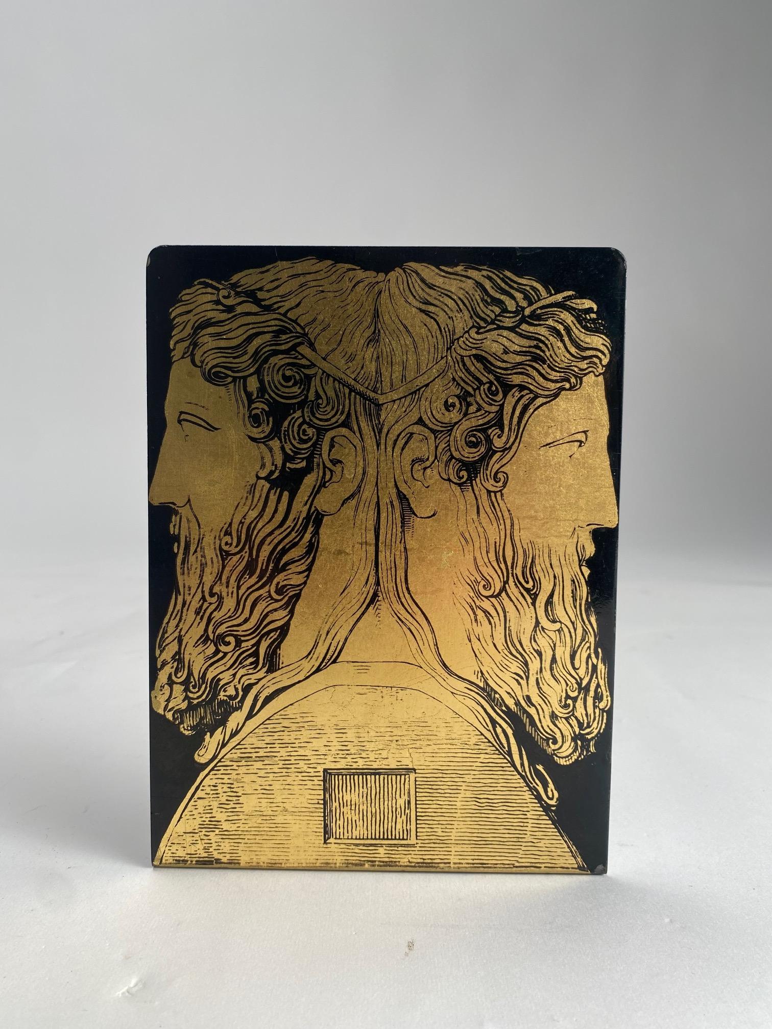 Pietro Fornasetti, Rare metal Bookend Janus Two-Faced 1950s (First edition) In Good Condition For Sale In Argelato, BO