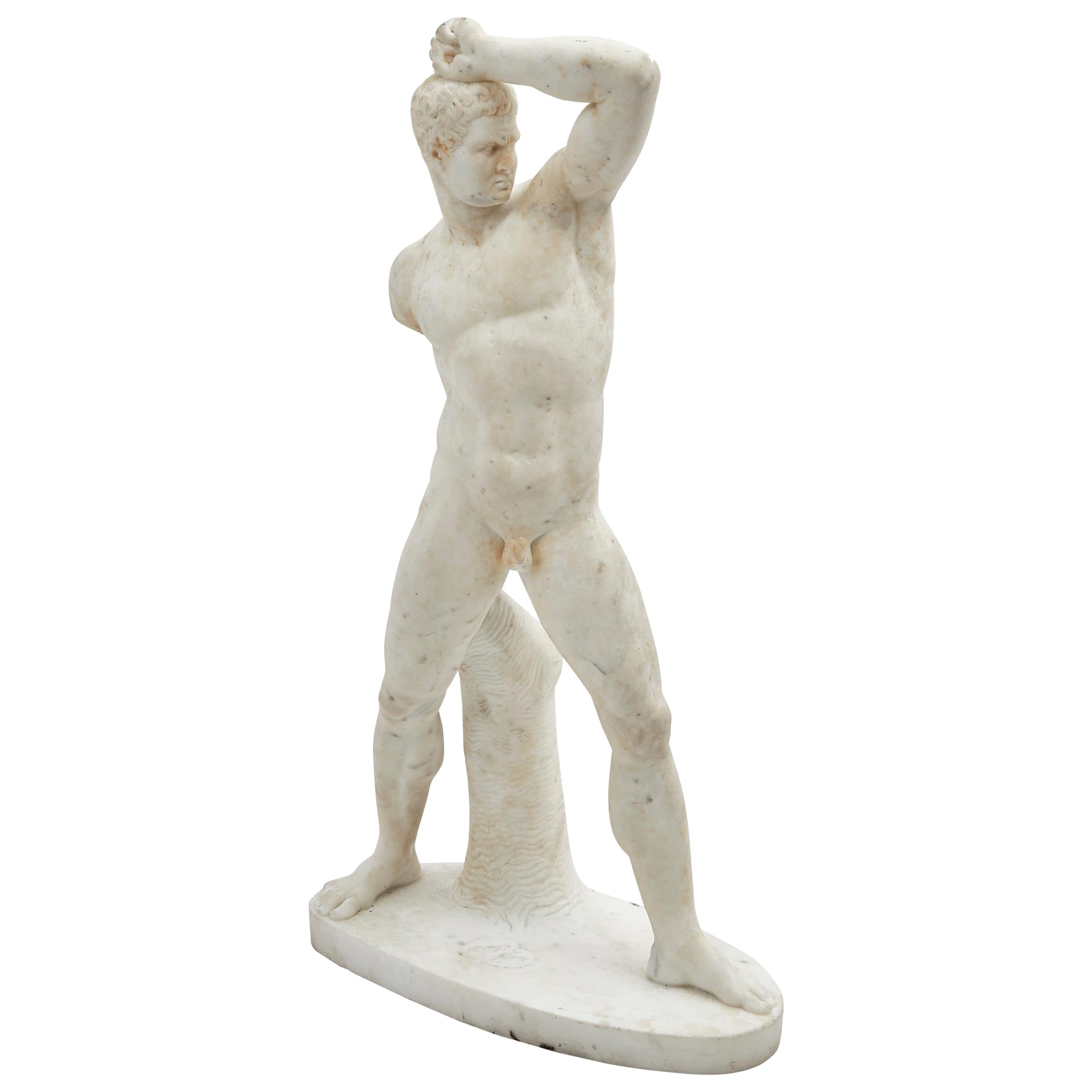 Pietro Franchi Signed White Marble Classical Statue, Italian, 19th Century