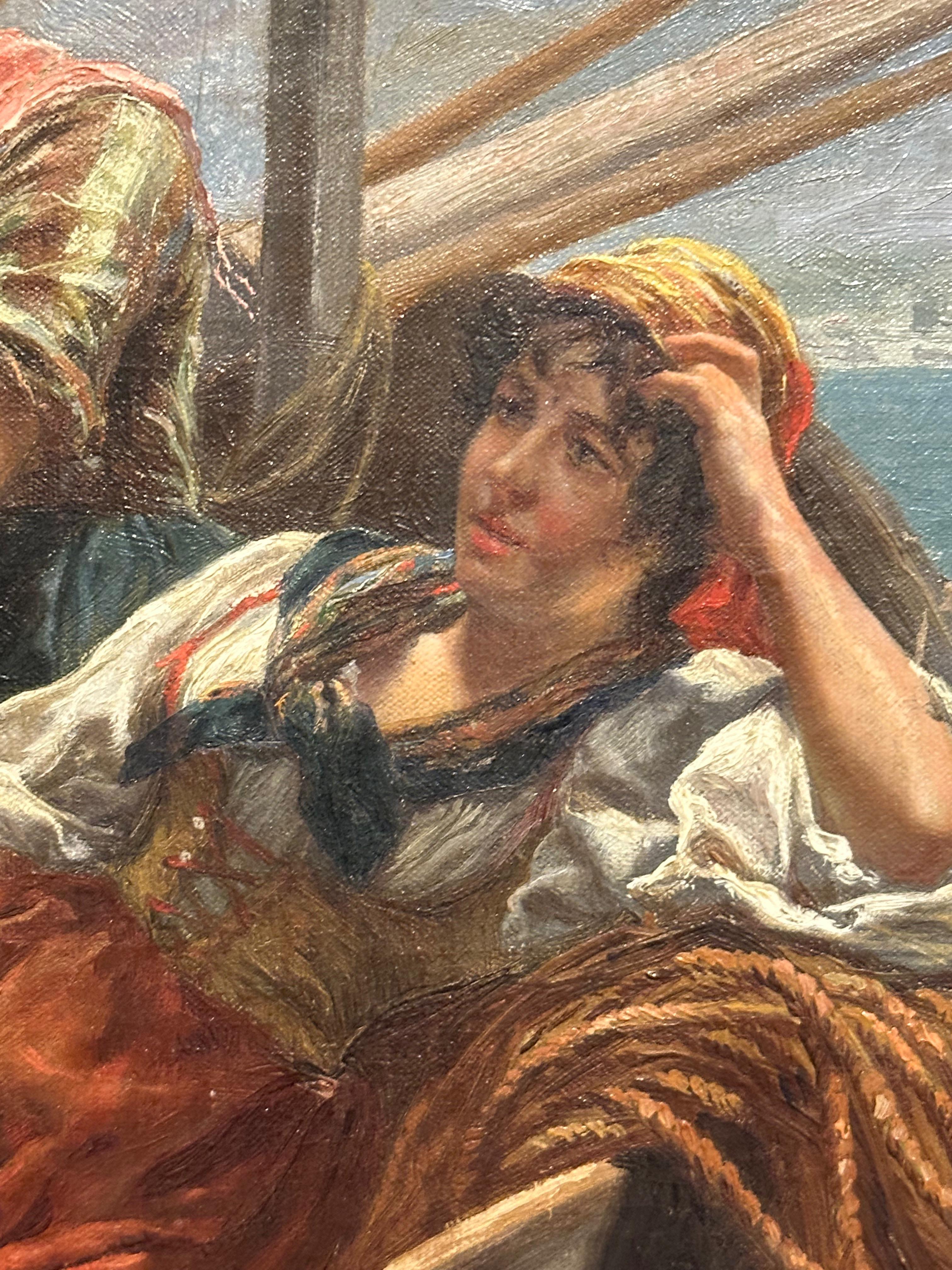 Escena monumental de un paseo en barco napolitano en venta 3