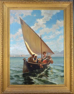 Monumental scene of a Neapolitan boat ride