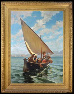 Monumental scene of a Neapolitan boat ride