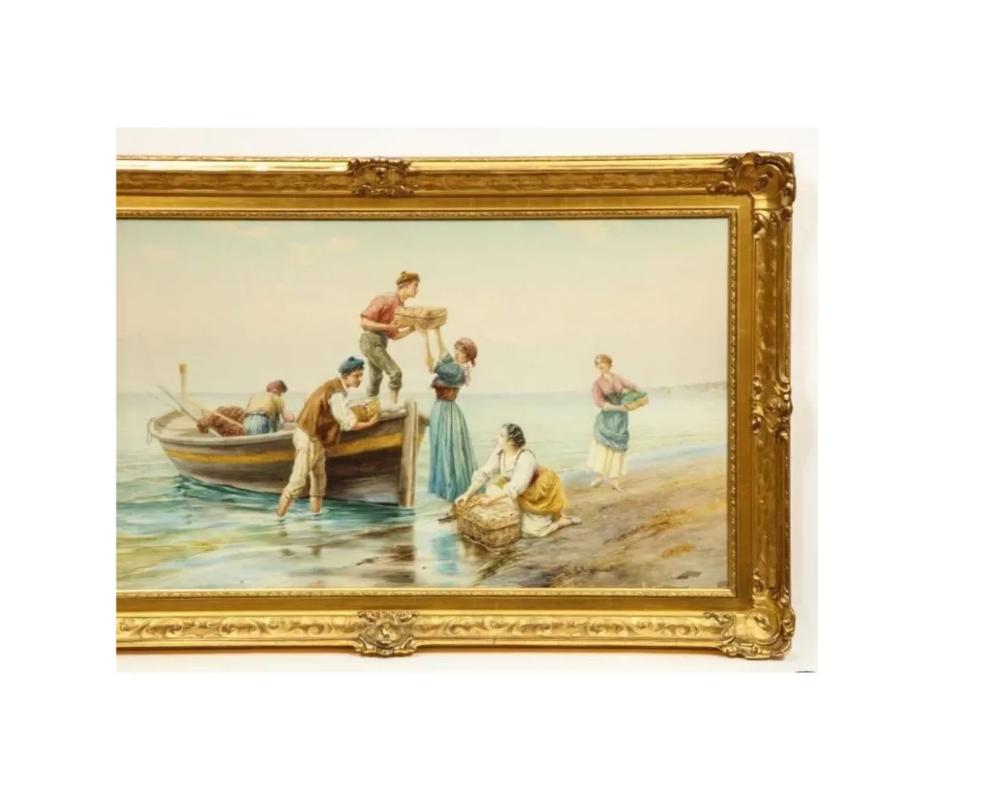 Pietro Gabrini 'Italian 1856-1926' an Extremely Fine Hand-Painted Watercolor In Good Condition For Sale In New York, NY