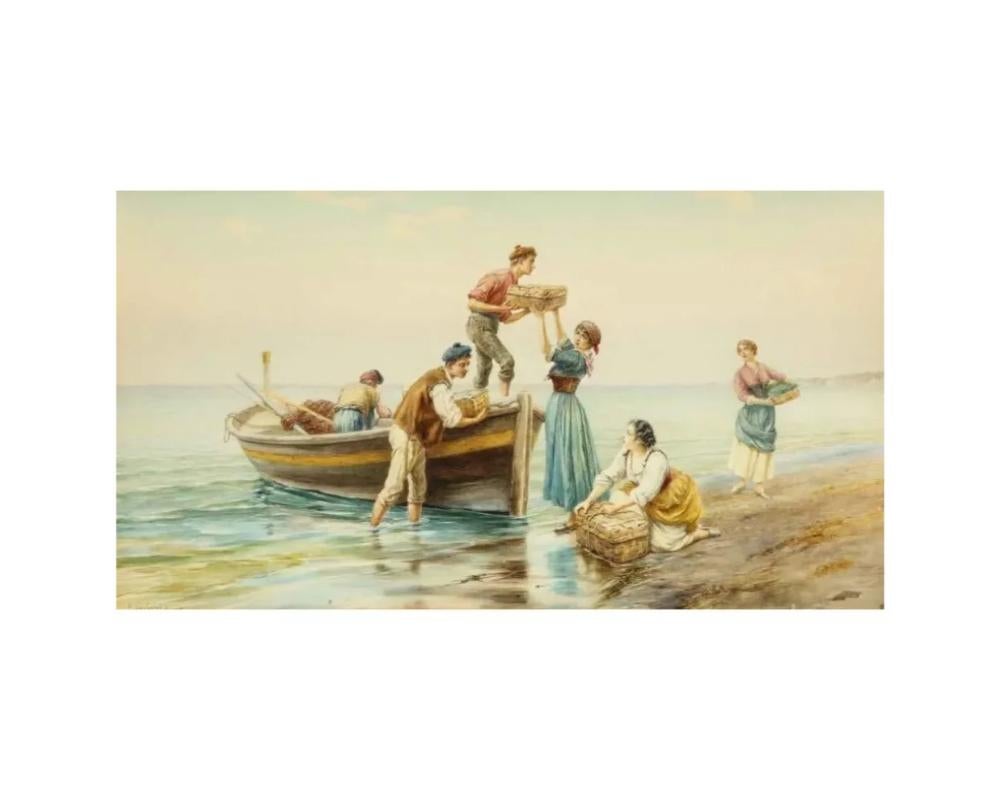 Pietro Gabrini 'Italian 1856-1926' an Extremely Fine Hand-Painted Watercolor For Sale 3