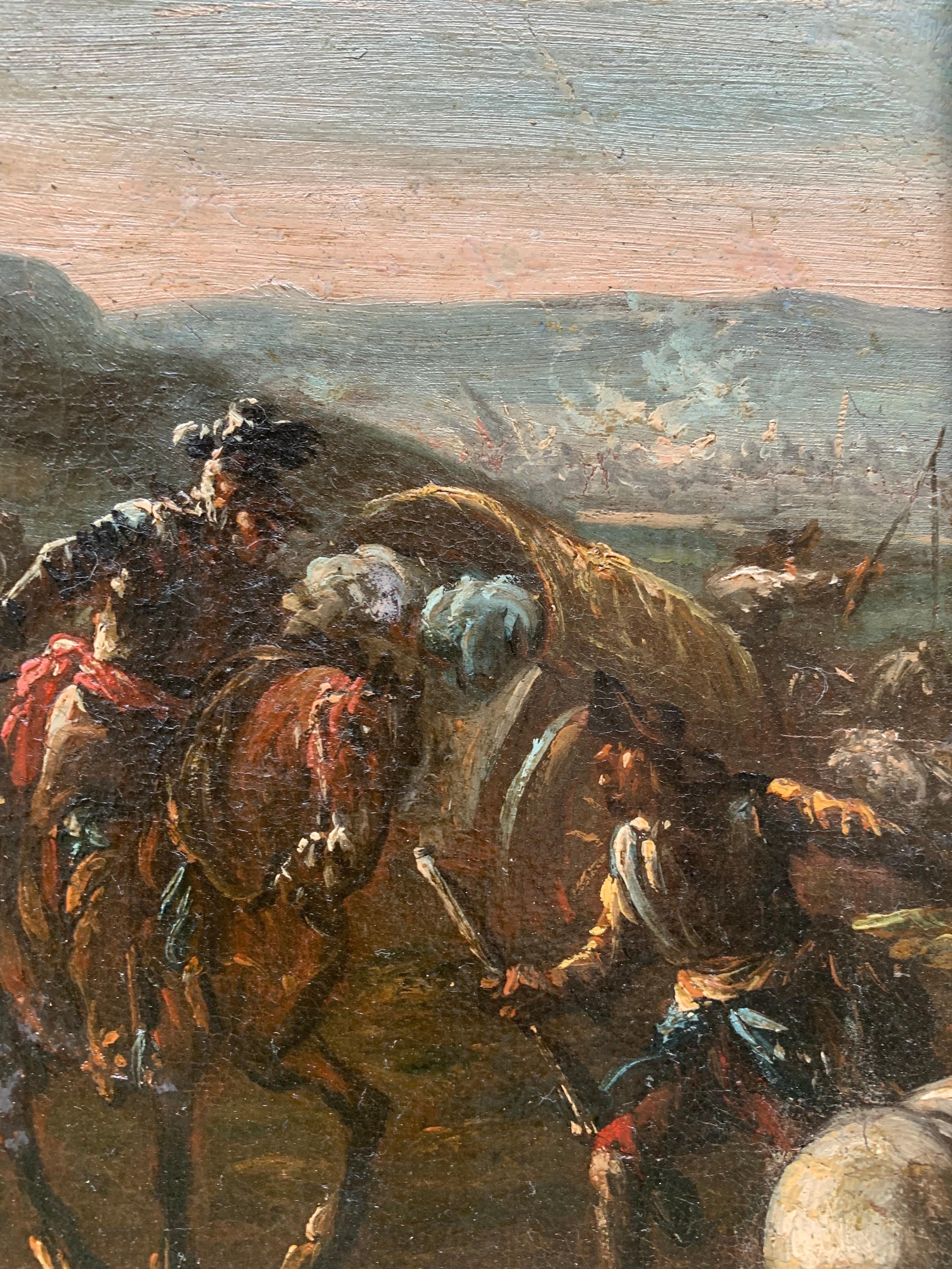 Military Camp Scene and Battle. Pietro Graziani (XVII/XVIII secolo), entourage in vendita 1
