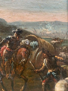 Military Camp Scene and Battle. Pietro Graziani (XVII/XVIII century), entourage