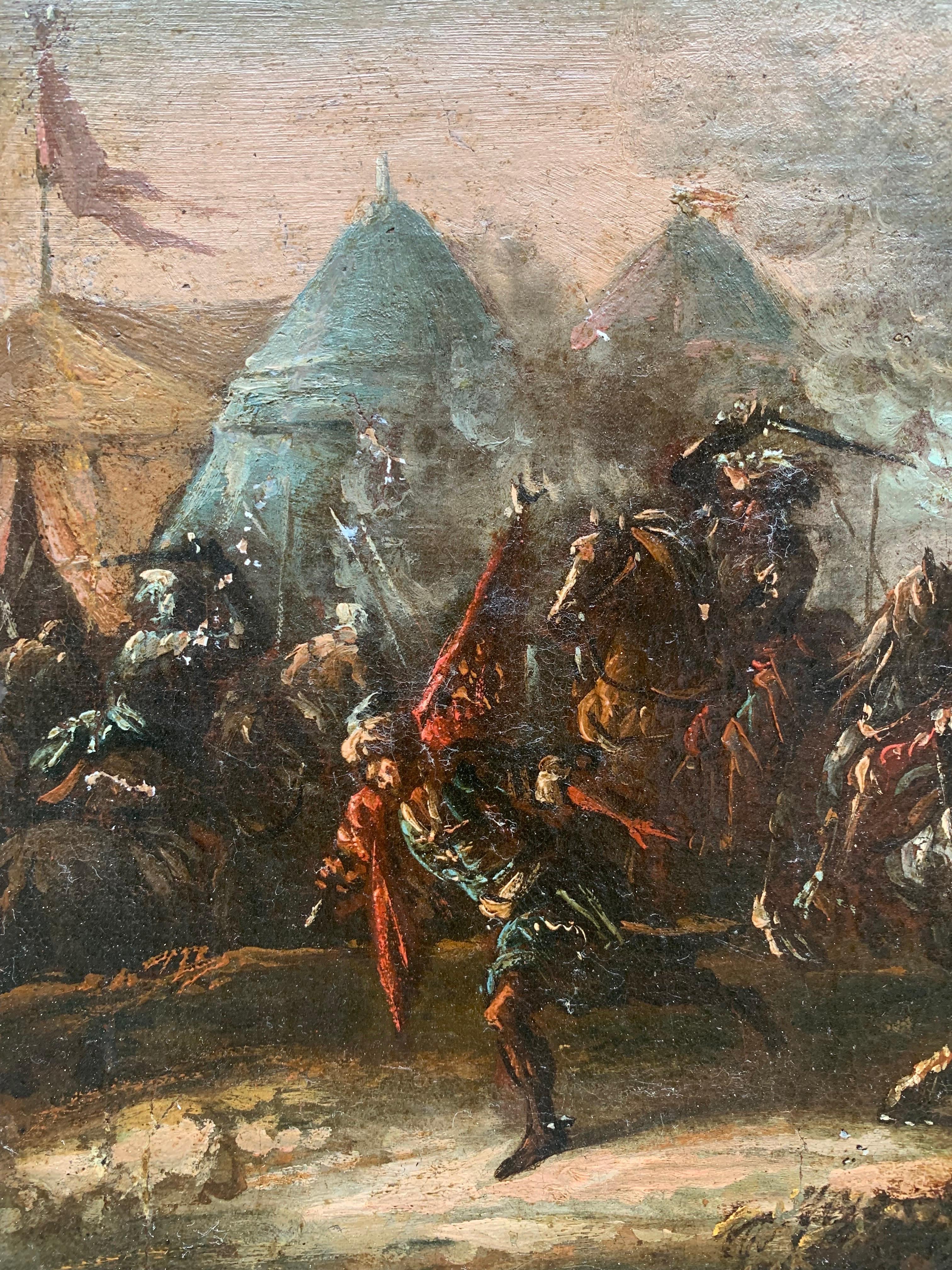 Military Camp Scene and Battle. Pietro Graziani (XVII/XVIII secolo), entourage in vendita 2
