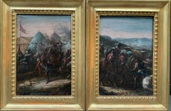 Military Camp Scene and Battle. Pietro Graziani (XVII/XVIII century), entourage