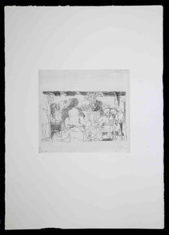 Composition - Eau-forte et pointe sèche originales de Pietro Guccione - 1964