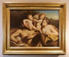 Faun Nymph Cherubs Liberi Paint 17/18th Century Oil on canvas Old master Italy
