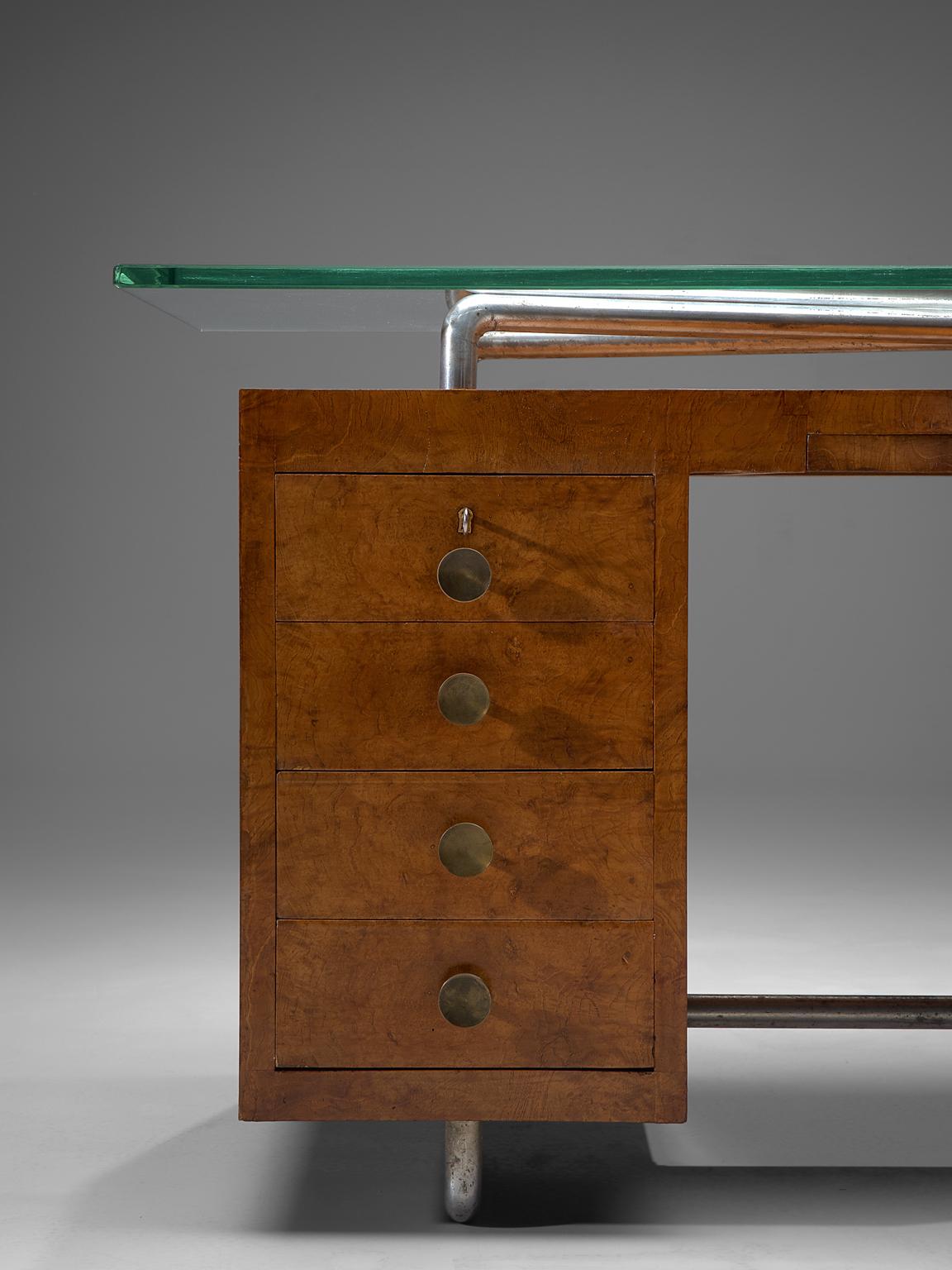 Pietro Lingeri Briar Root Veneered Desk, circa 1930 (Furnier)