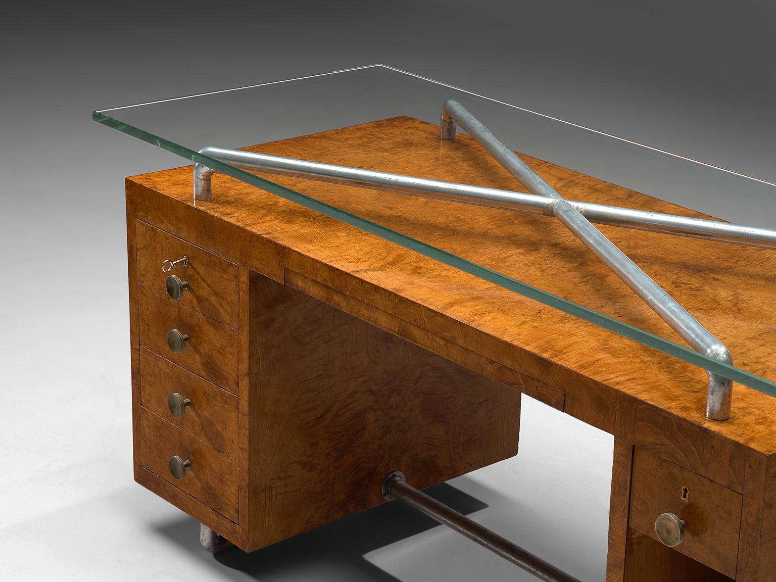 Mid-20th Century Pietro Lingeri Briar Root Veneered Desk, circa 1930
