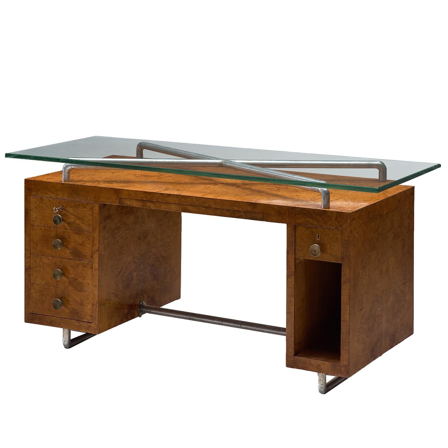 Pietro Lingeri Briar Root Veneered Desk, circa 1930