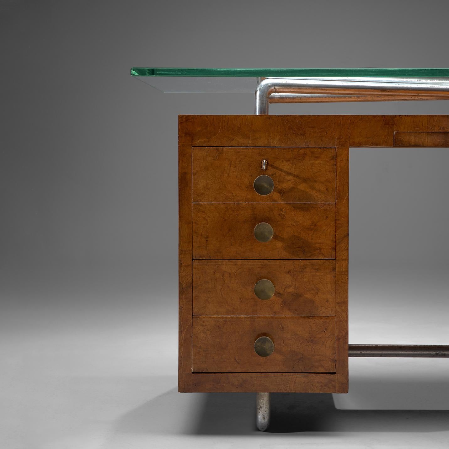 Mid-Century Modern Pietro Lingeri Briar Root Veneered Desk, circa 1930