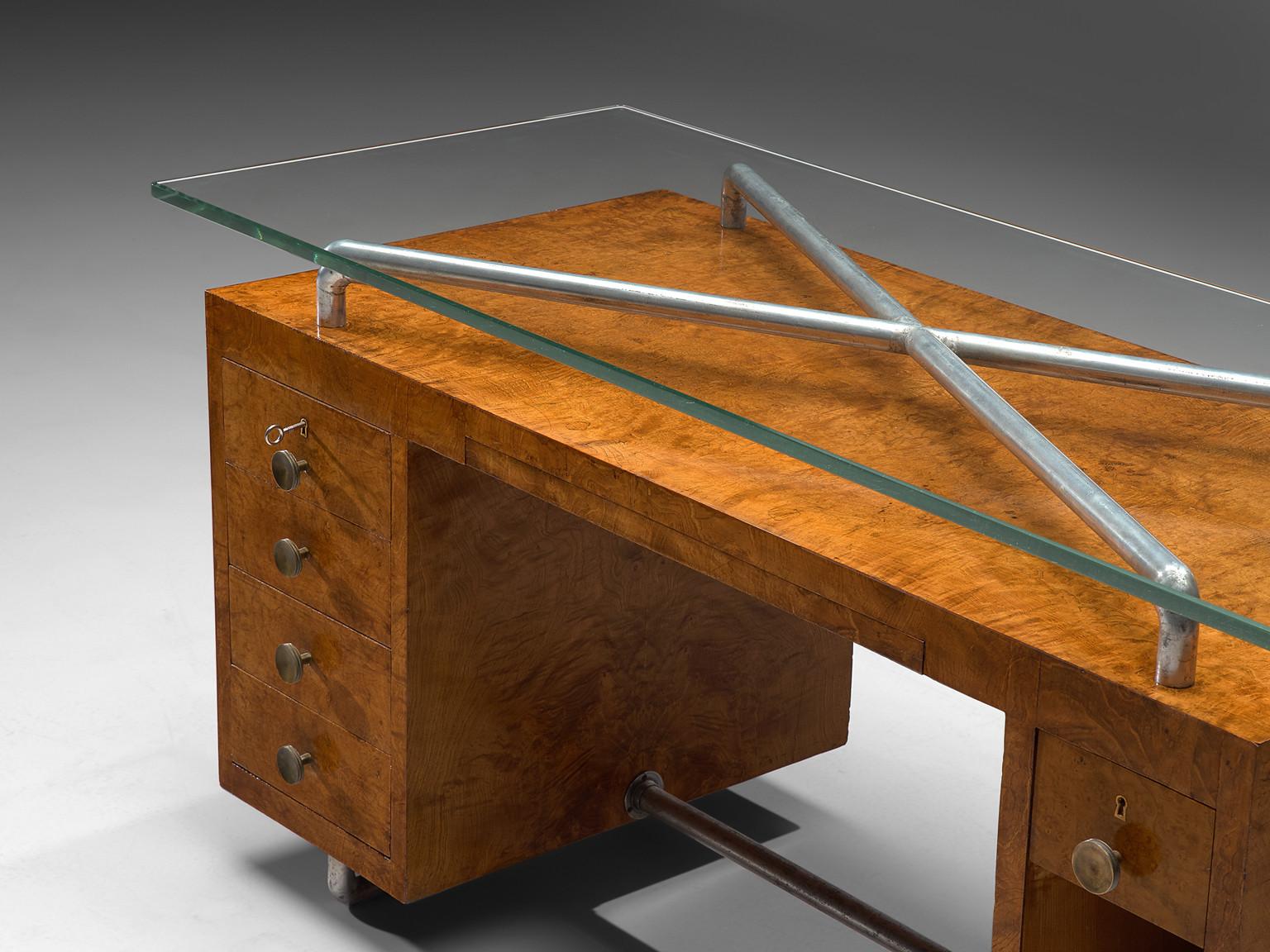 Mid-Century Modern Pietro Lingeri Desk in Briar Root Veneer  For Sale