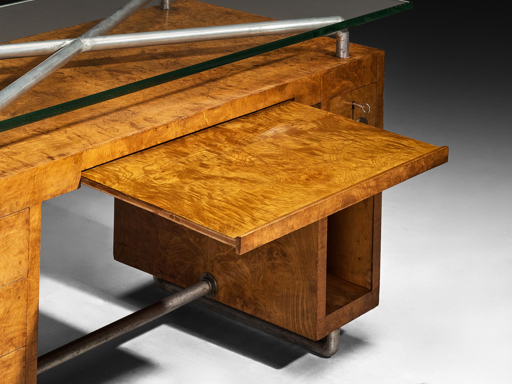 Bureau rationaliste Pietro Lingeri des années 1930 en placage de racine de bruyère en vente 3