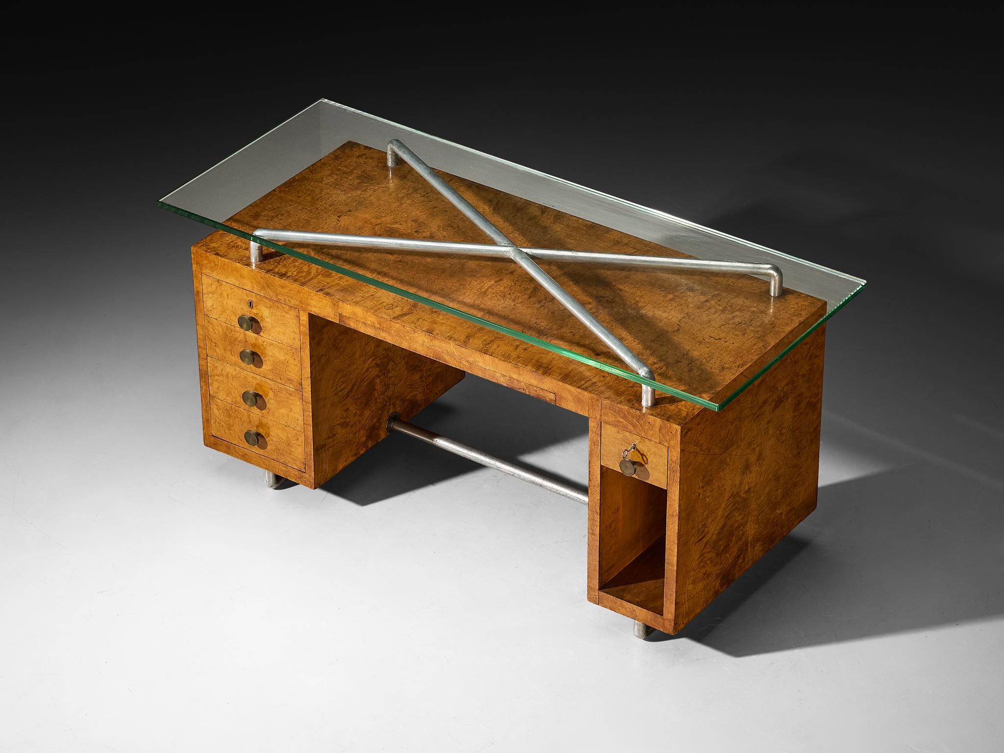 italien Bureau rationaliste Pietro Lingeri des années 1930 en placage de racine de bruyère en vente