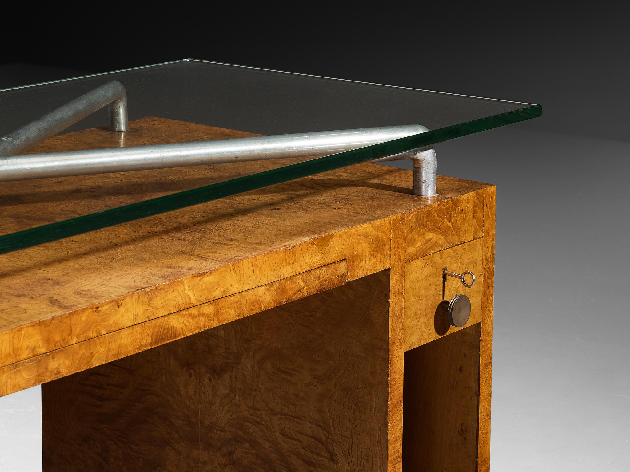 Milieu du XXe siècle Bureau rationaliste Pietro Lingeri des années 1930 en placage de racine de bruyère en vente