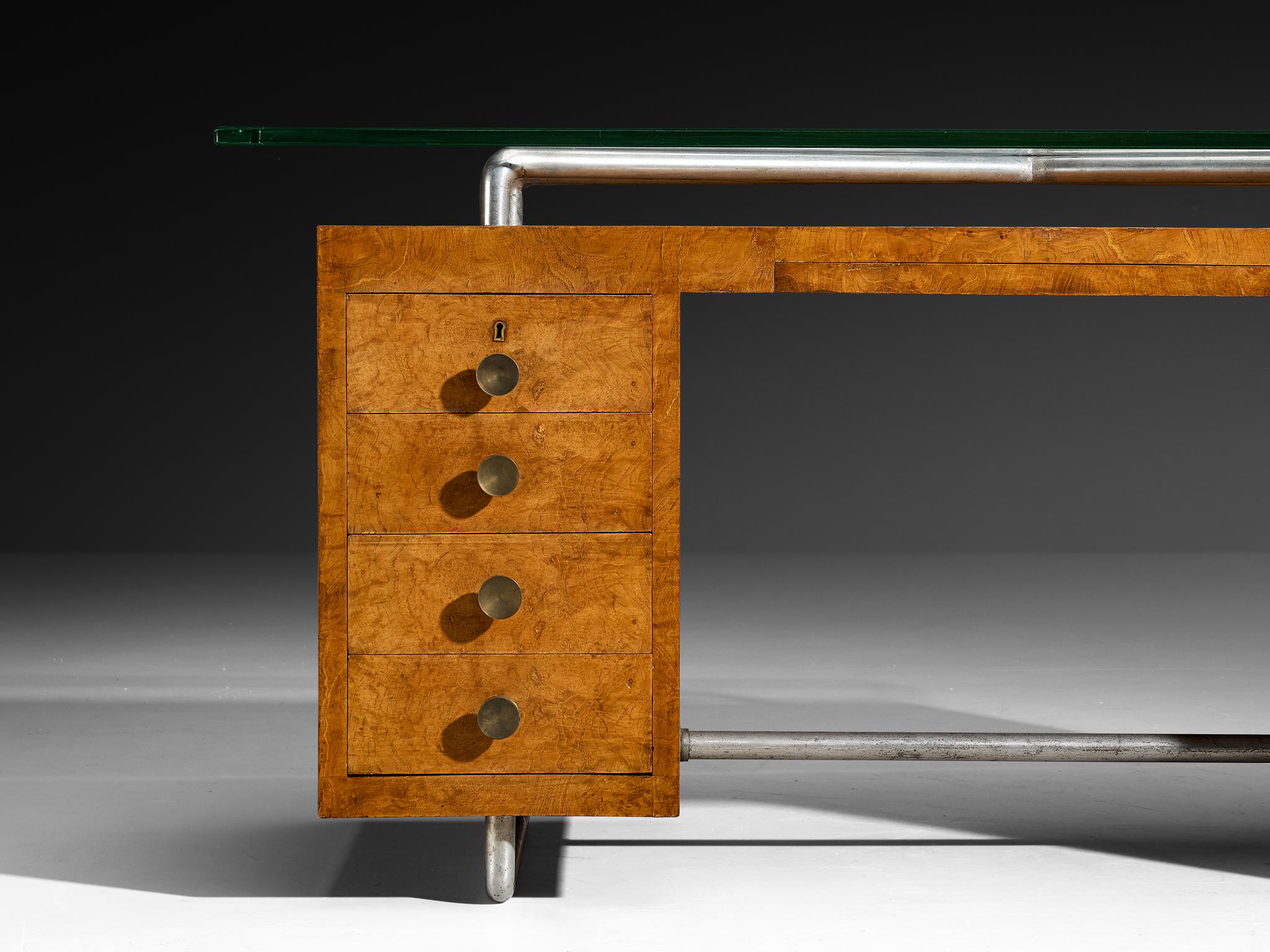 Bureau rationaliste Pietro Lingeri des années 1930 en placage de racine de bruyère en vente 1