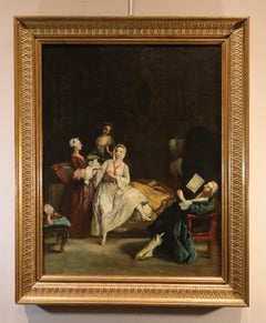 L'éveil de la dame Longhi Paint 18e siècle Huile sur toile Vieux maître Italie