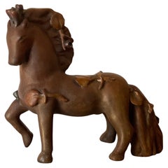 PIETRO MELANDRI - Cavallino en céramique foglie en smaltate rilievo - Italie 1960