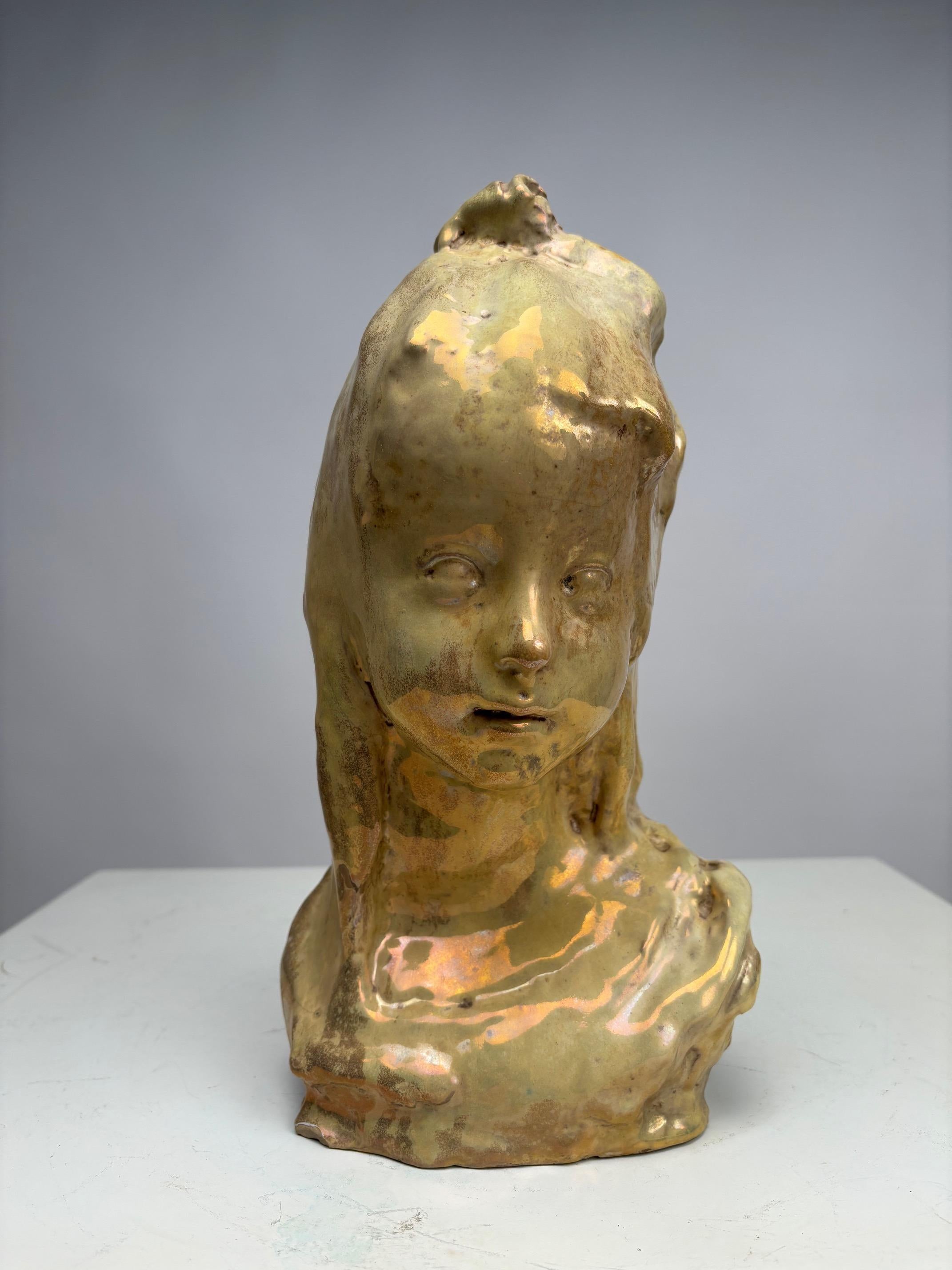 Pietro Melandri, Cabeza de niña basada en un diseño de Domenico Matteucci (Firmado) Moderno de mediados de siglo en venta