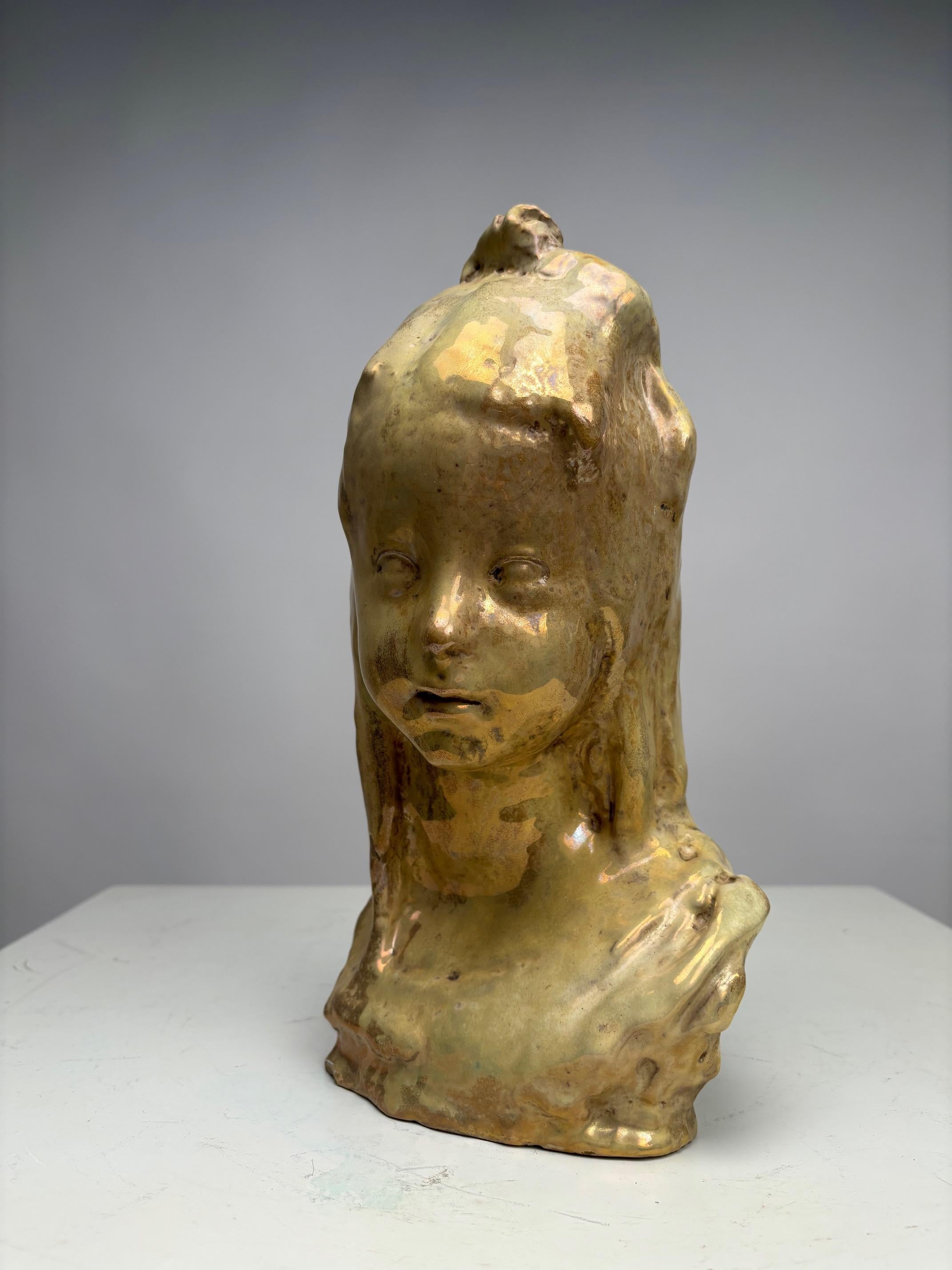 Pietro Melandri, Cabeza de niña basada en un diseño de Domenico Matteucci (Firmado) en Bueno estado para la venta en Argelato, BO