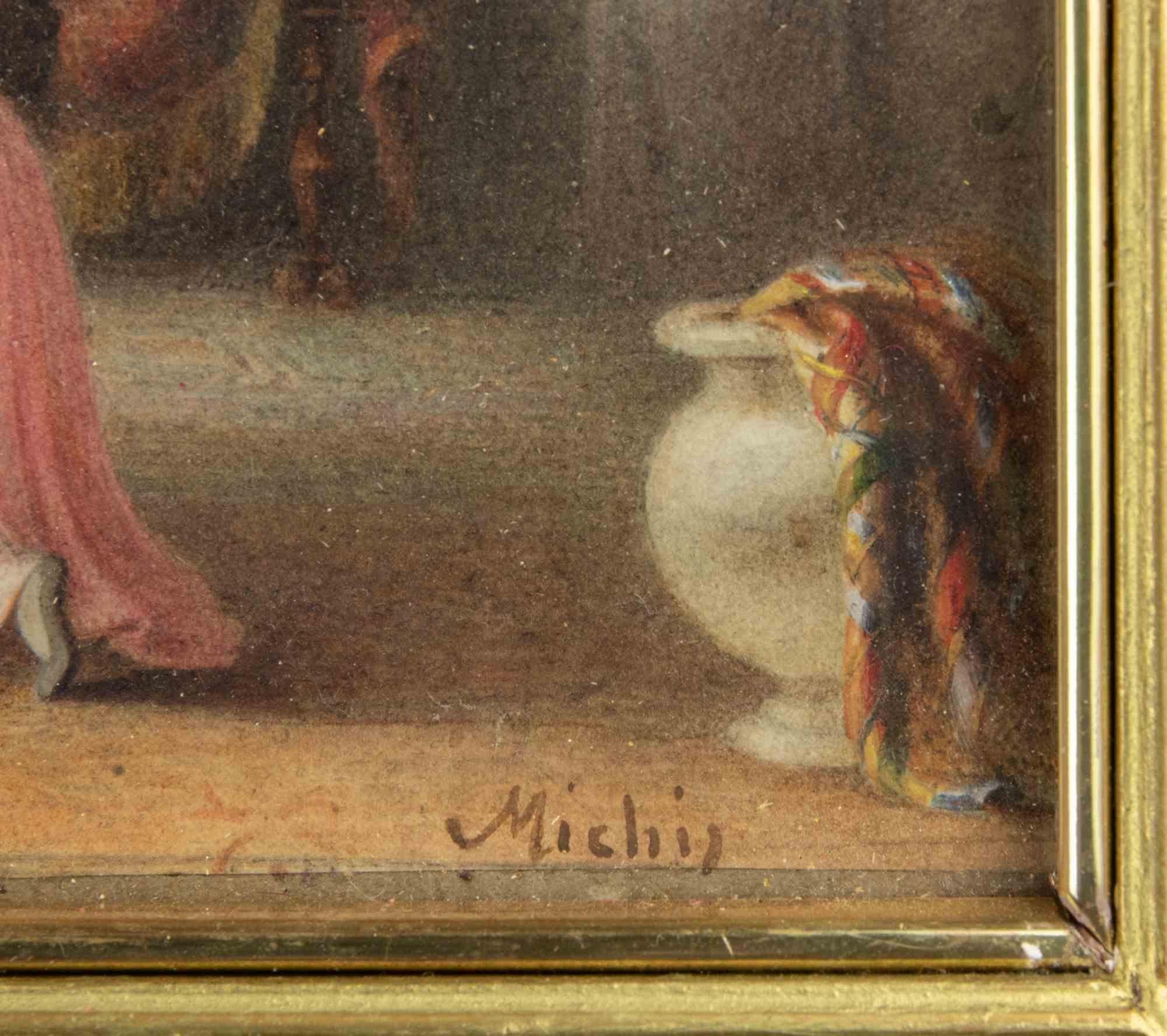 Scena di cortigiana - Dipinto di Pietro Michis - Fine XIX secolo in vendita 1