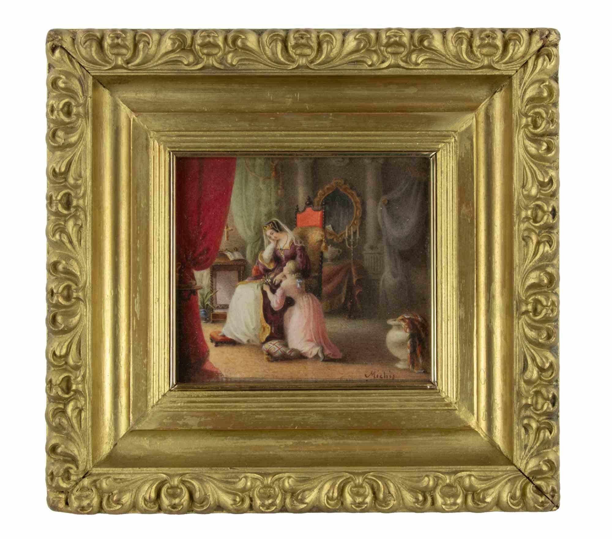 Scena di cortigiana - Dipinto di Pietro Michis - Fine XIX secolo in vendita 2