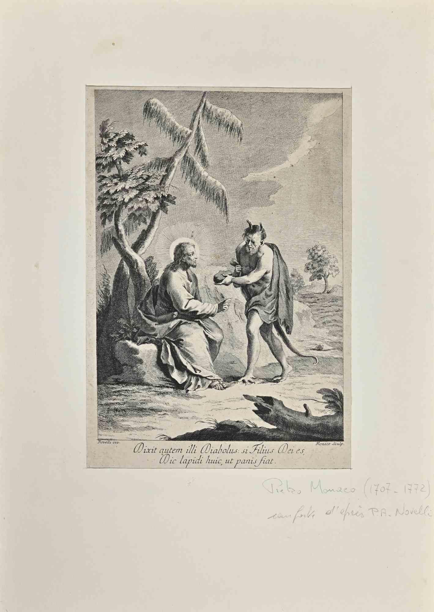 Pan With Cristo is a rare woodcut print realized by Pietro Monaco (1707-1772) in the 18th century.

Signed on the plate on the lower right.

Included a Passepartout: 50x 35 cm

Good condition.
