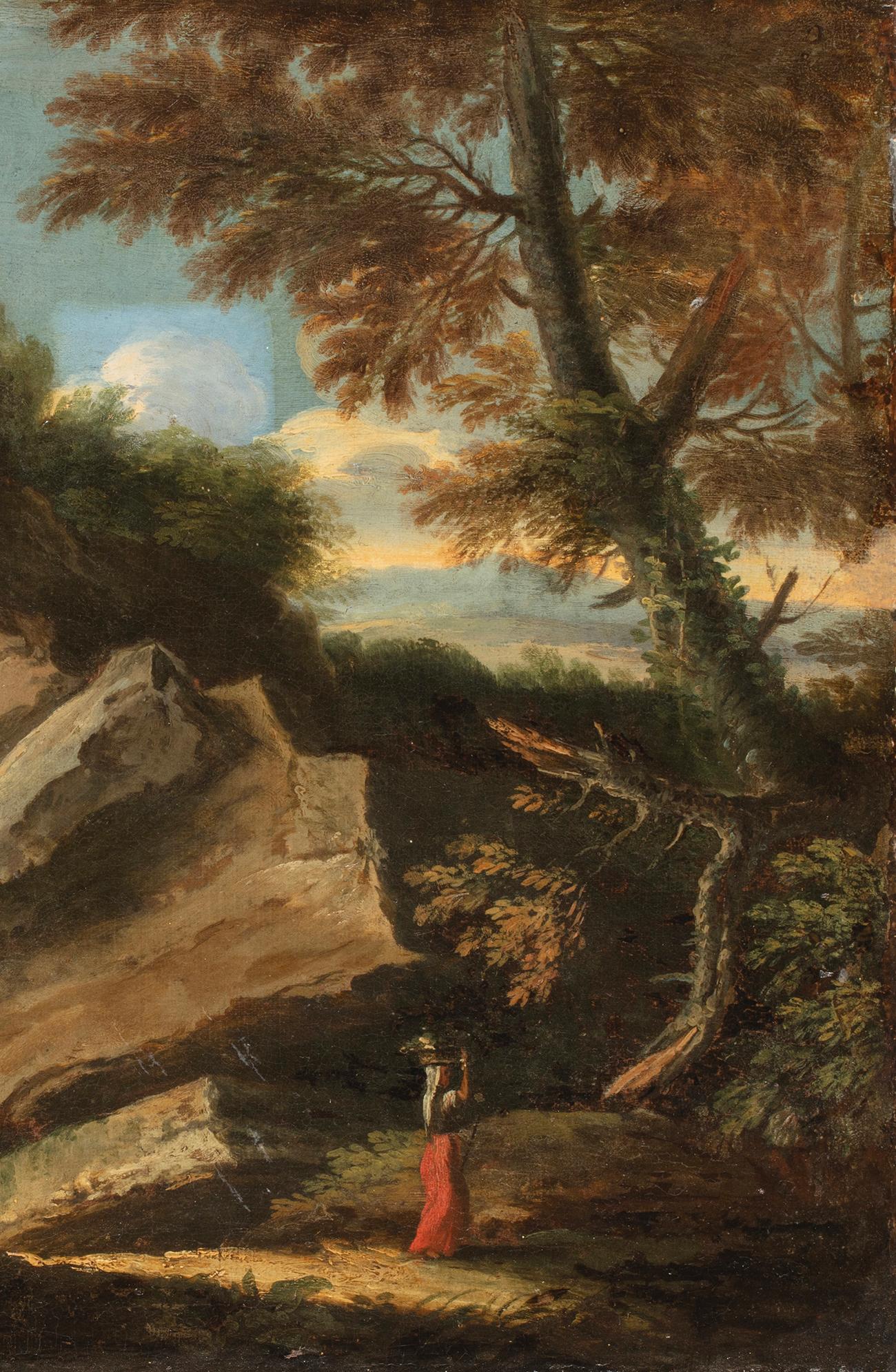 17th Century by Pietro Montanini Landscape Oil on Canvas 1