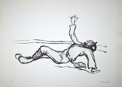 Ferito disperato - Litografia originale di Pietro Morando - Anni '50