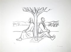 Picnic - Litografia originale di Pietro Morando - Metà del XX secolo