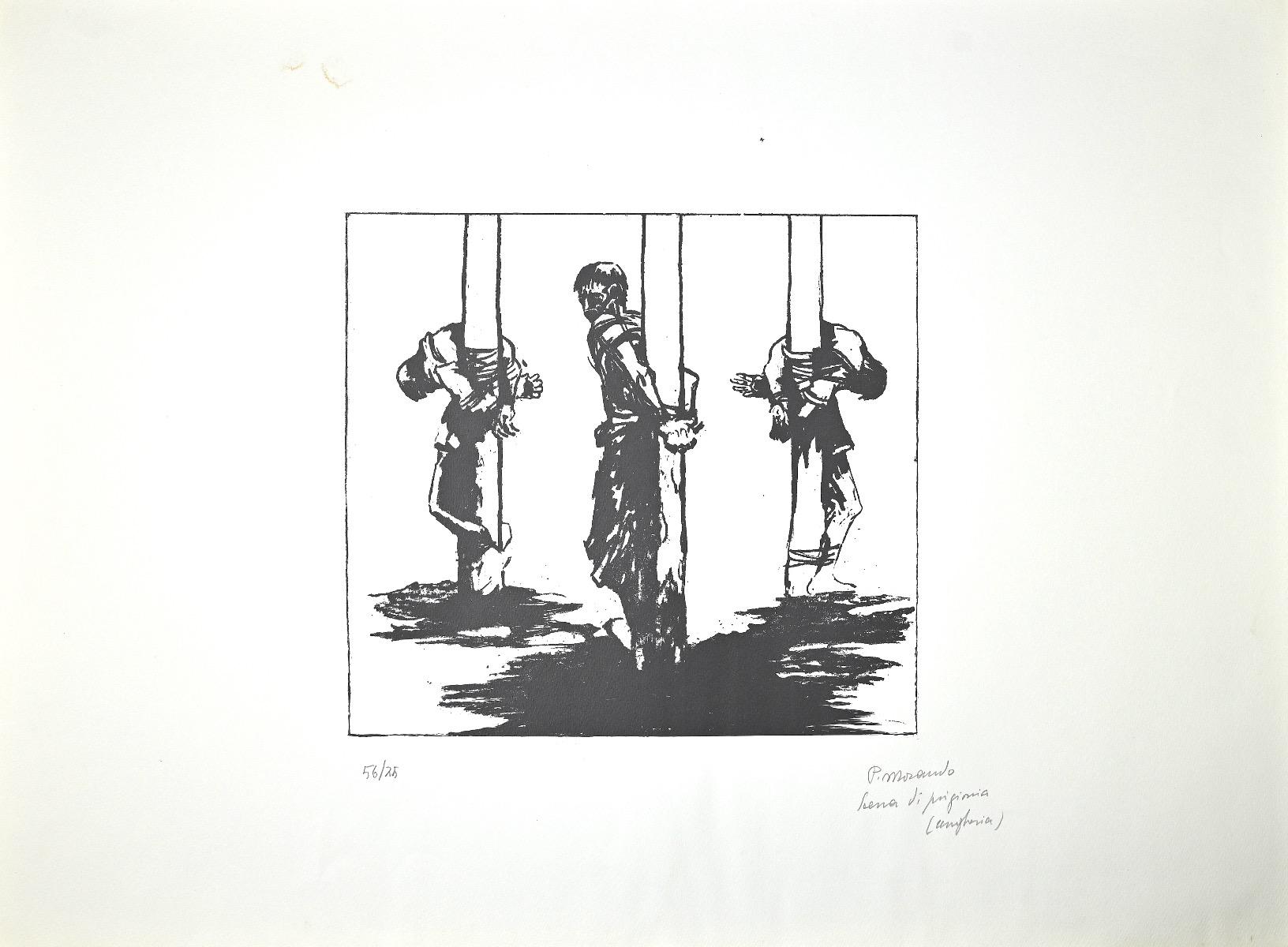 Prisoners in Hungary is an original artwork realized by Italian artist Pietro Morando (Alessandria 1889- 1980).

Lithography print.

Hand-signed on the lower right in pencil, titled.

Numbered on the lower left, the edition of 56/75 prints.