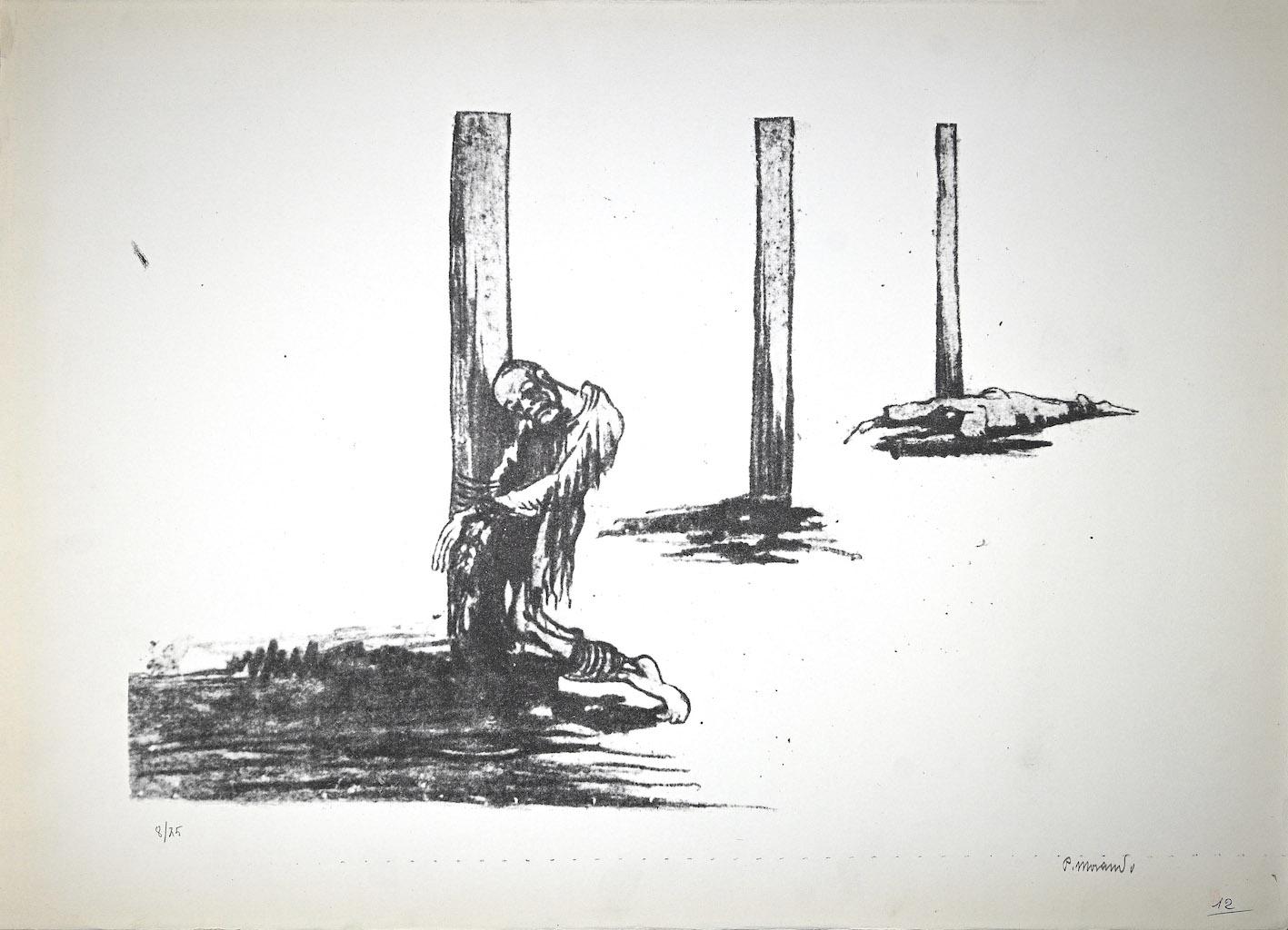 Prisoners in Hungary is an original artwork realized by Italian artist Pietro Morando (Alessandria 1889- 1980).

Original Lithograph.

Hand-signed on the lower right in pencil.

Numbered on the lower left, the edition of 8/75 prints.

Good