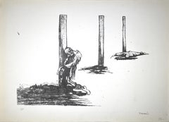 Prisoners in Hungary - Original Lithograph by Pietro Morando - 1950s
