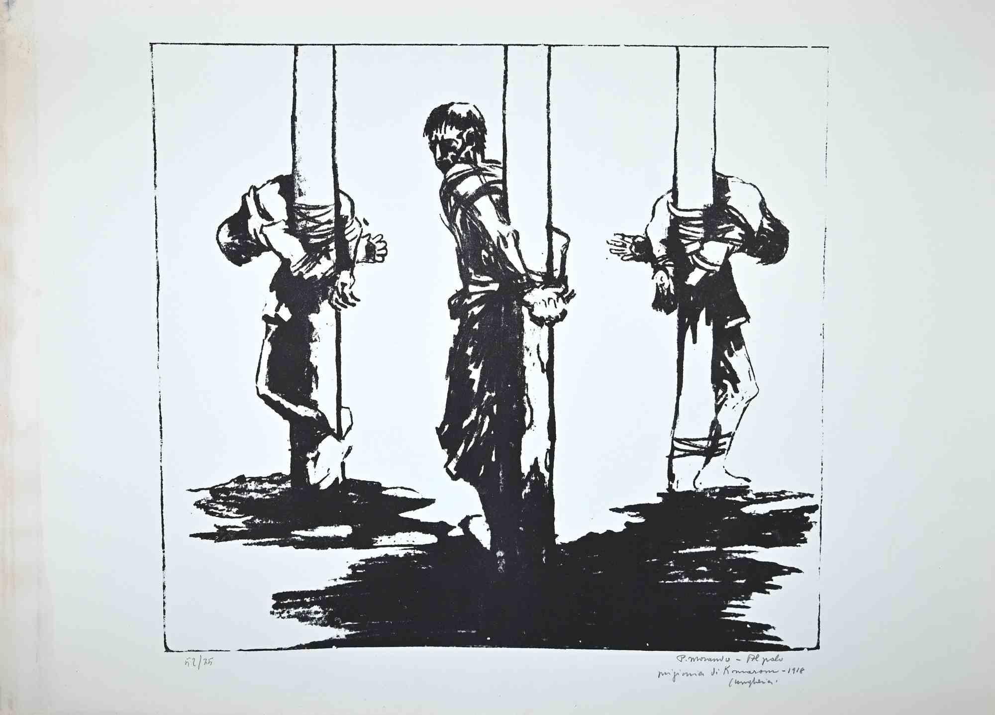 Prisonniers en Hongrie   est une œuvre d'art originale réalisée par l'artiste italien Pietro Morando  (Alessandria 1889- 1980).

Lithographie originale.

Signé à la main en bas à droite au crayon, titré.

Numérotée en bas à gauche, l'édition est de