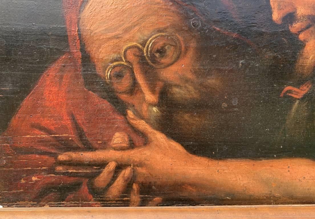 Pietro della Vecchia (Maestro veneziano) - Pittura di figura del XVII secolo - Interior Painting Marrone di Pietro Muttoni