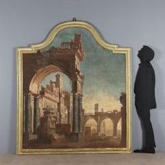 Capriccio architectural avec figures Tempera sur toile. XVIIIe siècle