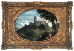 17th century Italian landscape painting - Flyght Egypt - Oil on Panel Italy