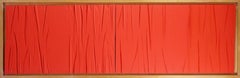 Pintura Roja Contemporánea Abstracta de Técnica Mixta Firmada y Fechada en Italiano el 20