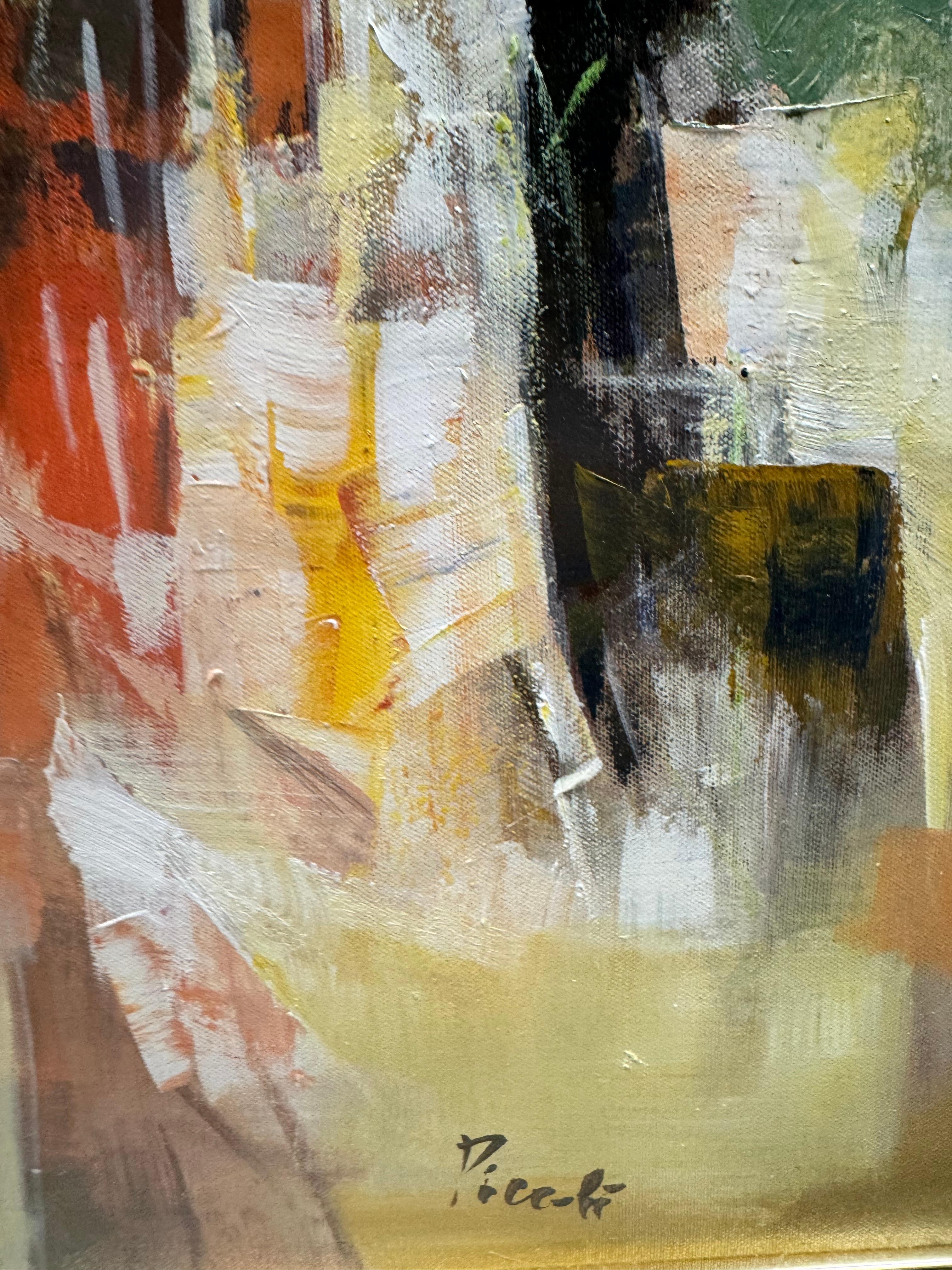 Das Gemälde ist in ausgezeichnetem Zustand und wurde nur in einer Galerie ausgestellt.  

Pietro Piccoli wurde 1954 in der kleinen Stadt Montopoli di Sabina in Mittelitalien geboren. Schon in jungen Jahren war er von der Kunst fasziniert und wurde