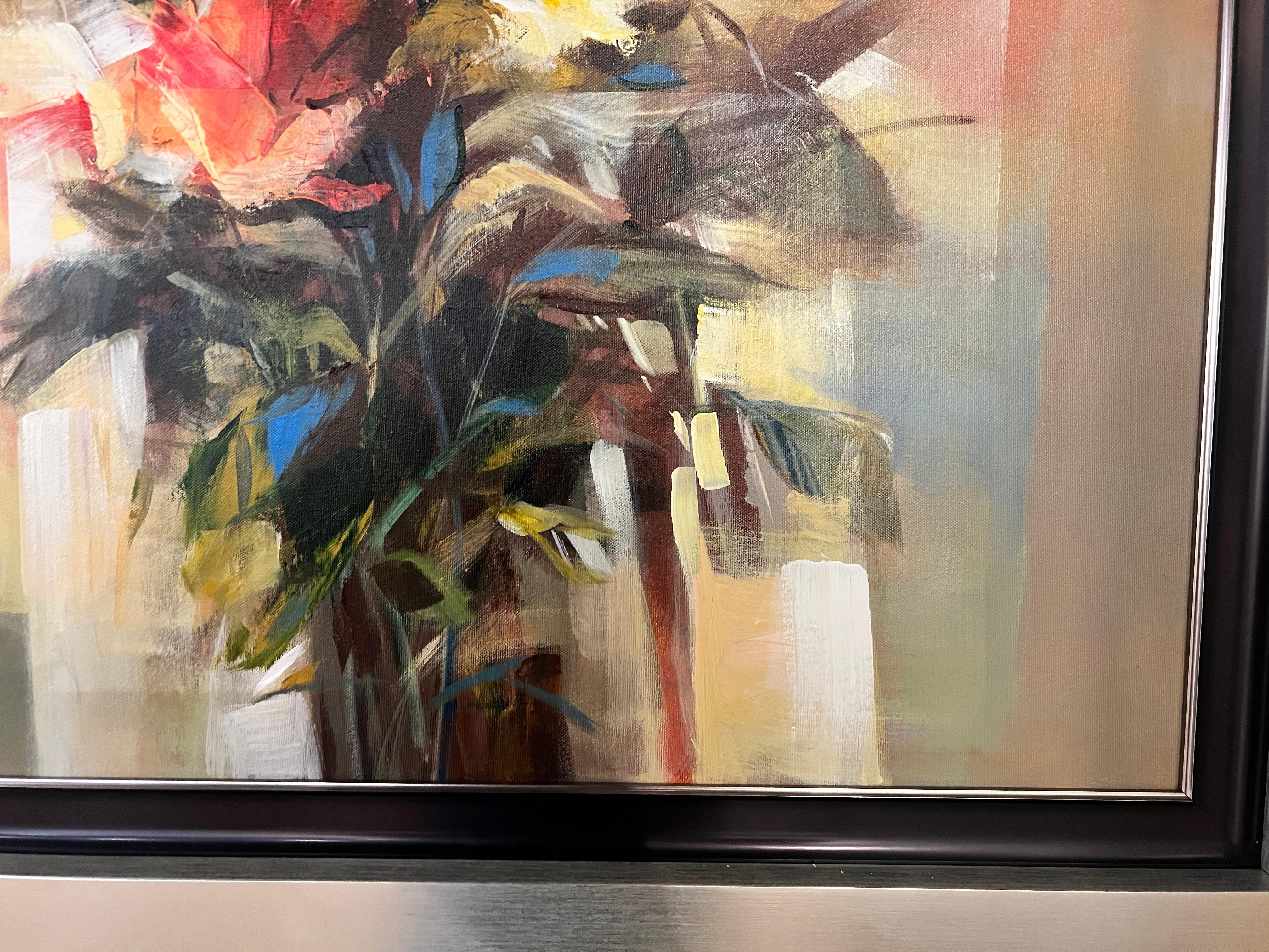 Blumen am Fenster – Painting von Pietro Piccoli